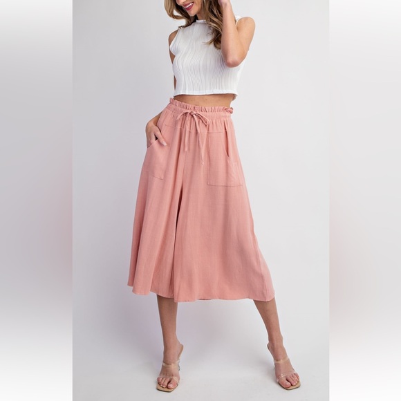 24 BOHO LINEN CROPPED PAPAERBAG PANTS - Picture 3 of 4